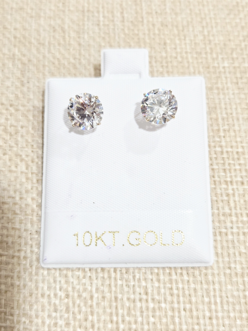 10KT Gold Clear CZ Stud Earrings - Classic Sparkle